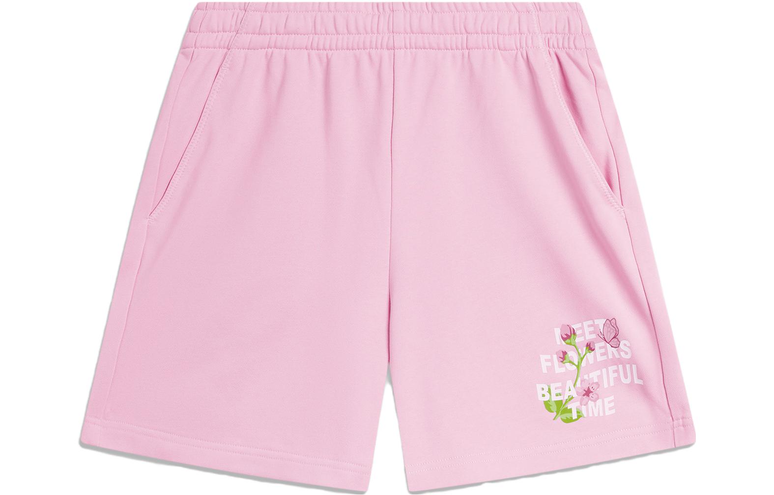 

LINING Спортивная мода коллекция повседневные шорты женские прозрачный розовый