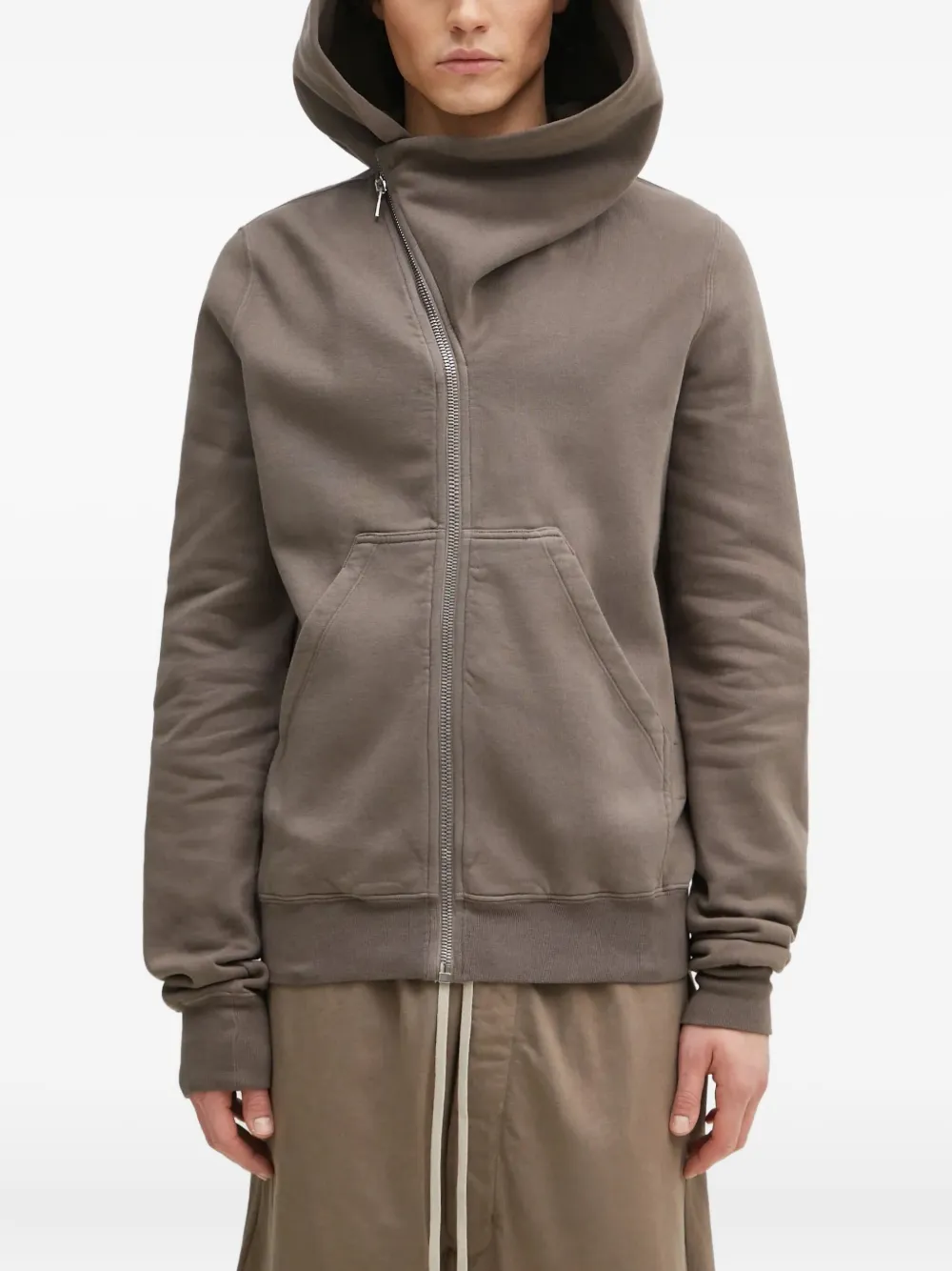 

Худи асимметричного кроя на молнии Rick Owens DRKSHDW, коричневый