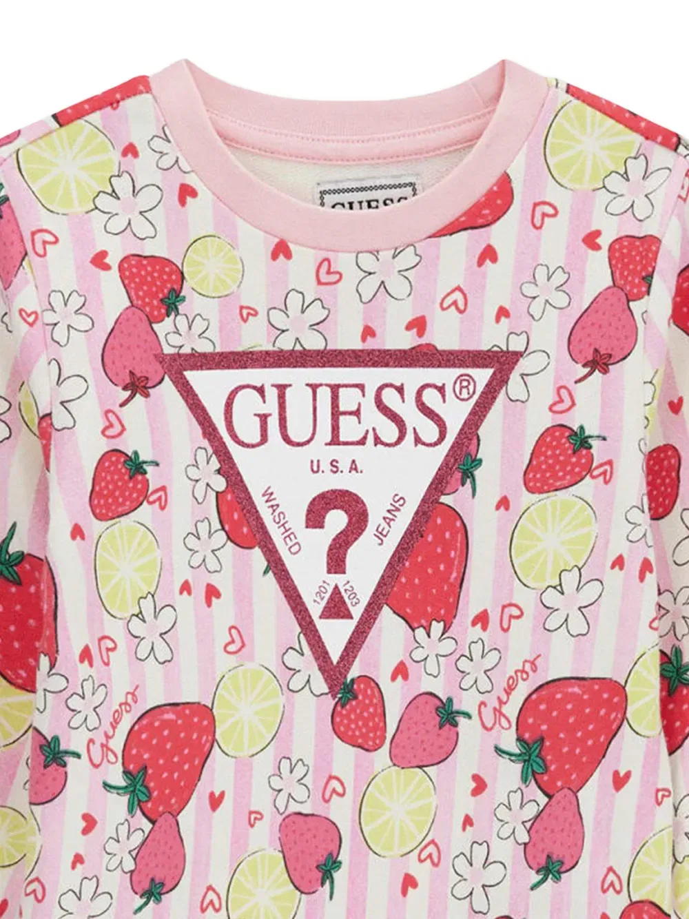 Полосатая толстовка с принтом в виде клубники Guess Kids, розовый — фото 4