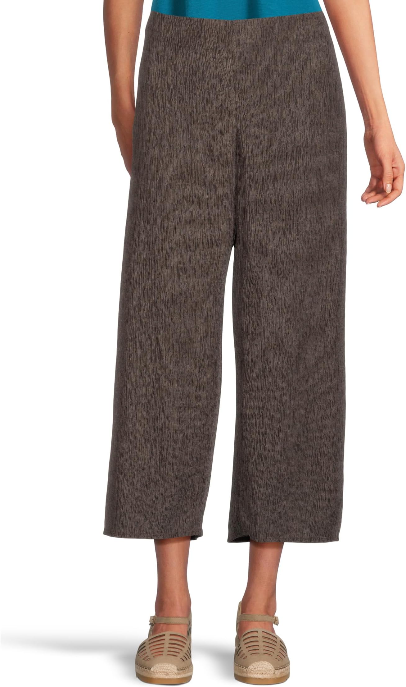 

Брюки Eileen Fisher Woven Plisse Petite Ankle Wide Pant, цвет Rye