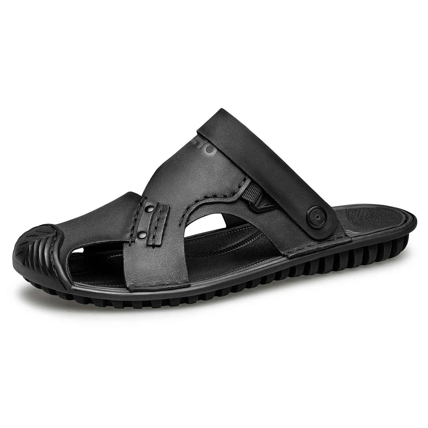 Пляжные сандалии из коровьей кожи для мужчин ZRO, Black (Subscribe to The Store and Take A Screenshot, Comes with Socks) — фото 4