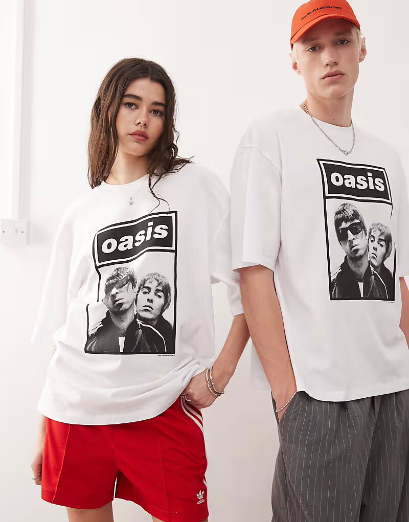 

COLLUSION Футболка унисекс белая скейтерская с официальным принтом OASIS
