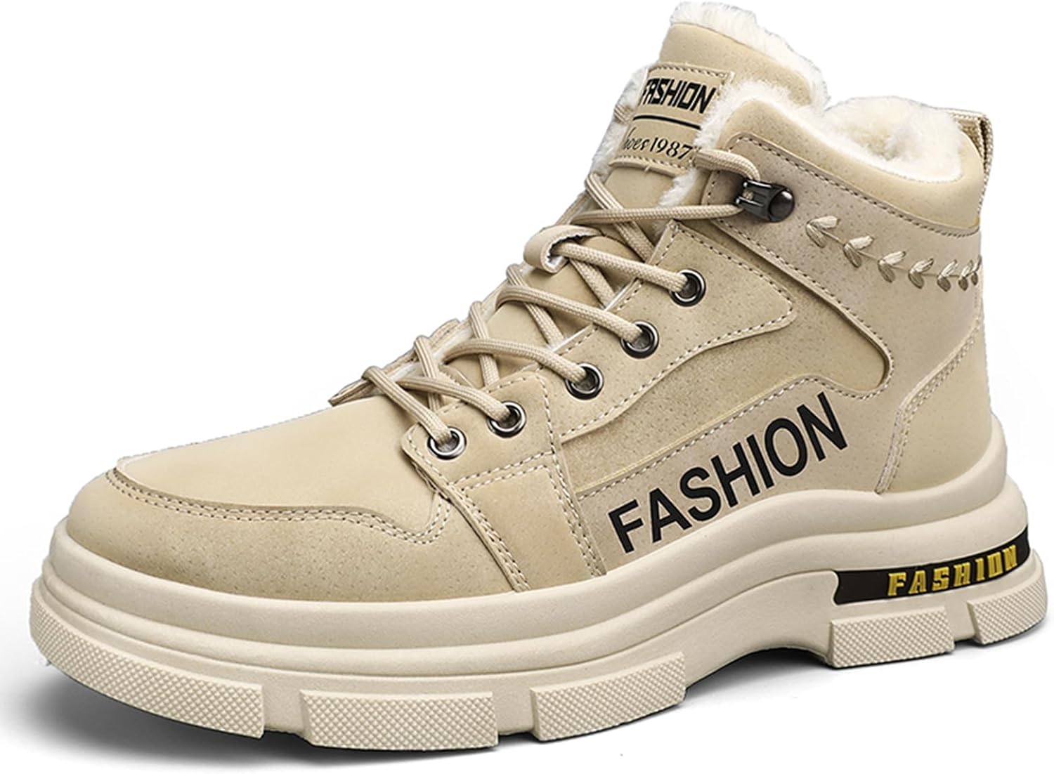 

Мужские зимние снегоступы - водонепроницаемые противоскользящие ботинки высокой посадки с флисовой подкладкой, термоботинки для работы и кроссовки в ретро-стиле Kiugco, хаки