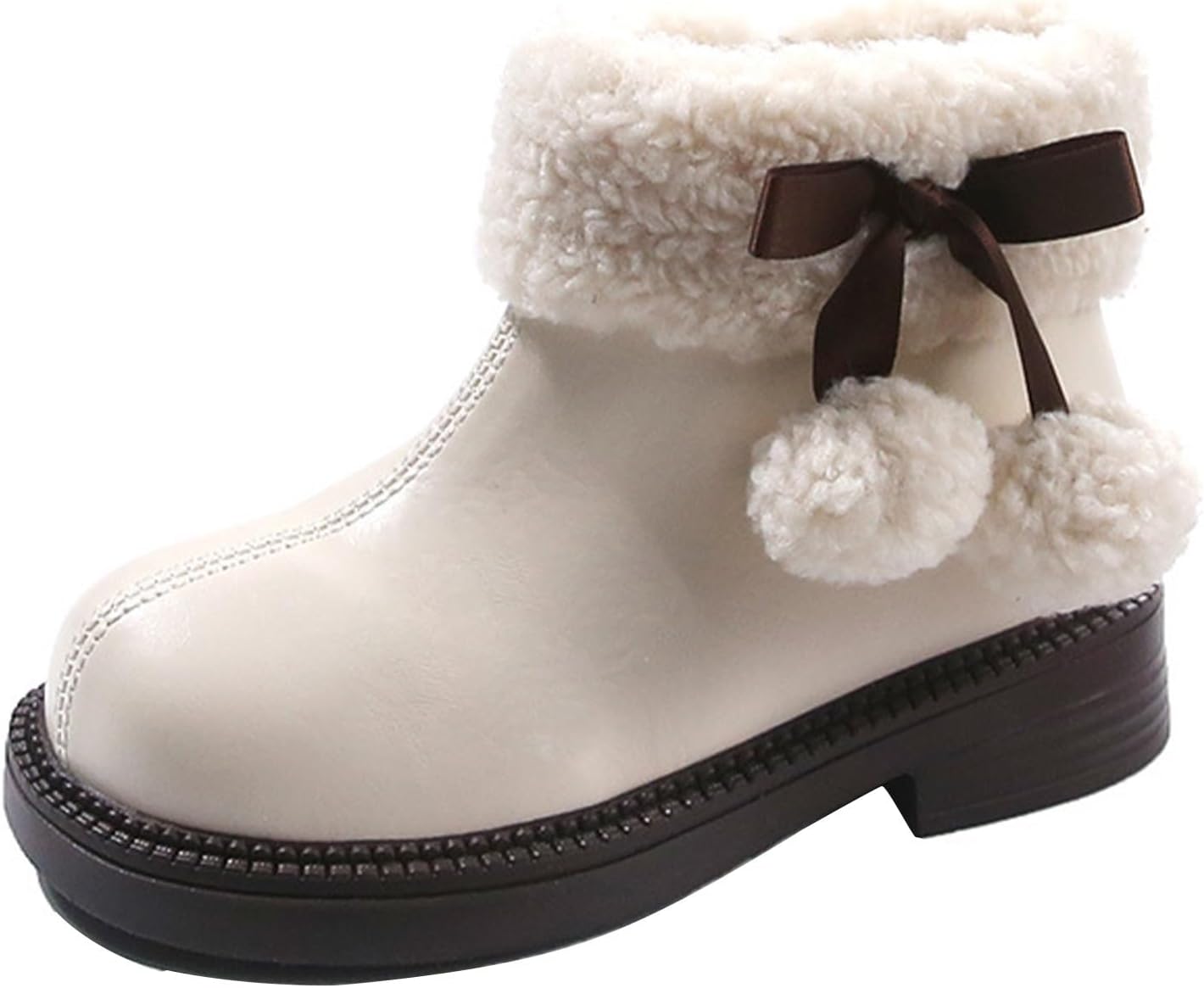 

Детские зимние ковбойские ботильоны для девочек с флисовой подкладкой, для малышей и старших детей, массивный низкий каблук, западные прогулочные туфли Generic, Beige