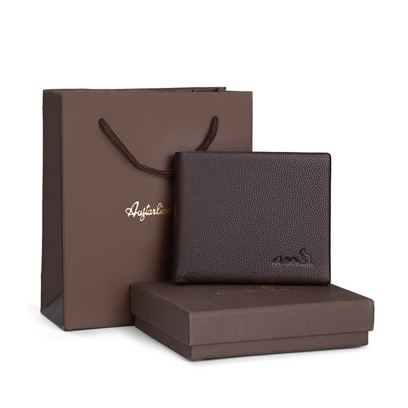 

AUGTARLION Кожаный кошелек для мужчин с несколькими отделениями для карт черный, Coffee