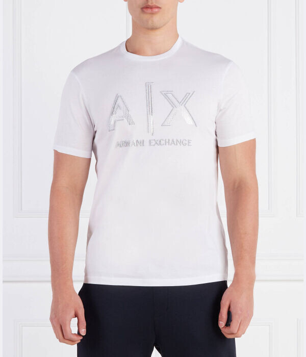 

Футболка Armani Exchange с логотипом, белый / серебряный