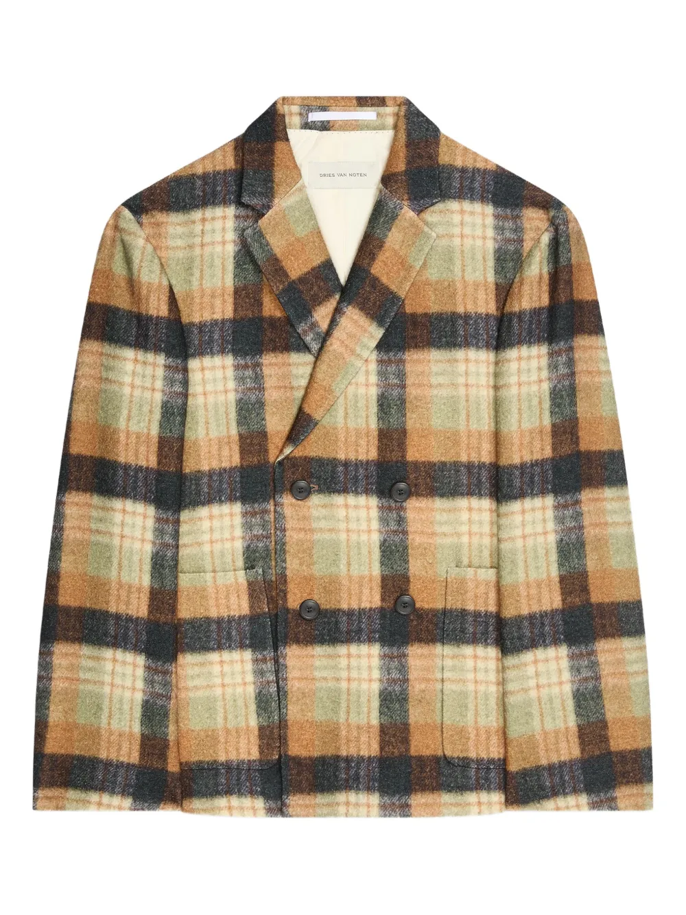

Двубортный пиджак в клетку DRIES VAN NOTEN, желтый