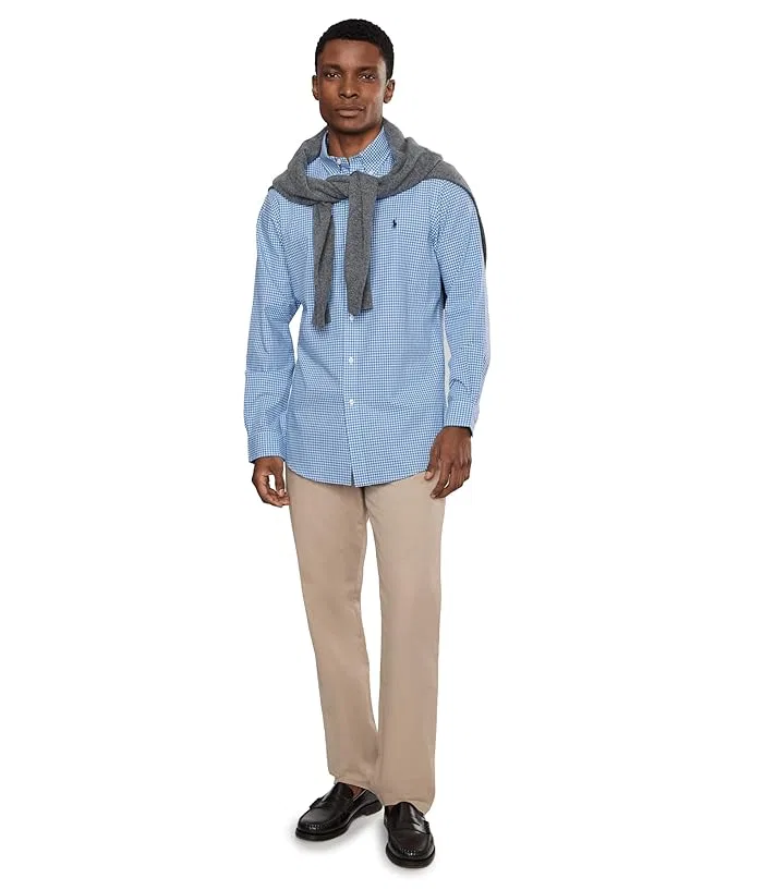 Рубашка поплиновая Classic Fit Stretch Poplin Shirt Polo Ralph Lauren, Blue/White Check — фото 2