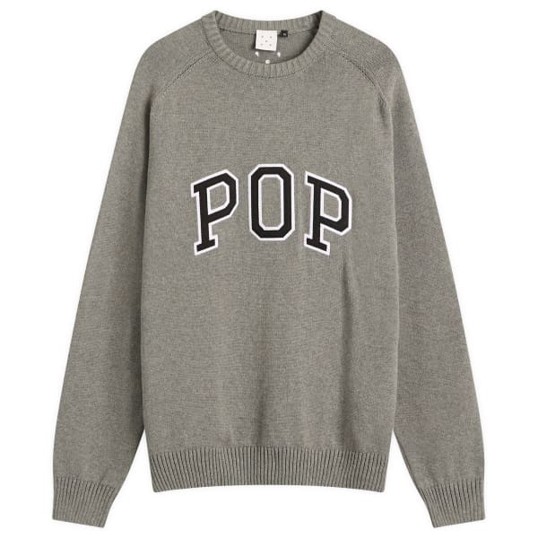 

Вязаный свитер с арочным логотипом Pop Trading Company, серый