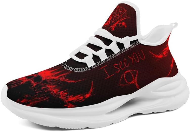 

Готические кроссовки для мужчин и женщин, спортивная обувь в стиле Дарк Арт с черепом, легкие сетчатые кроссовки, панк-стритвир, беговые кроссовки Awsole, белый/черный/красный