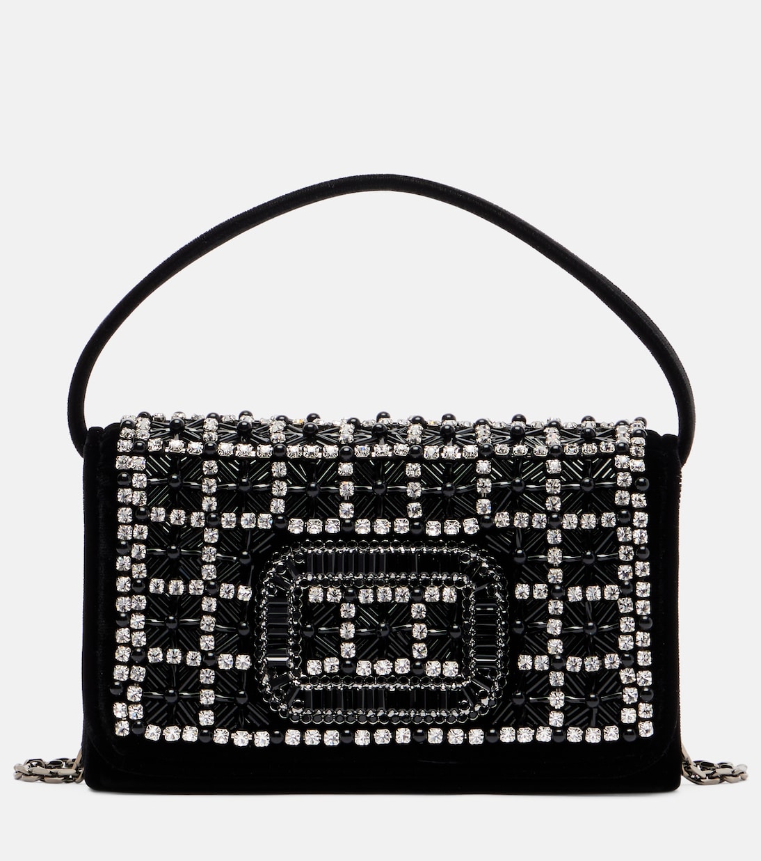 

Клатч Pilgrim Micro с вышивкой из бархата Roger Vivier, черный