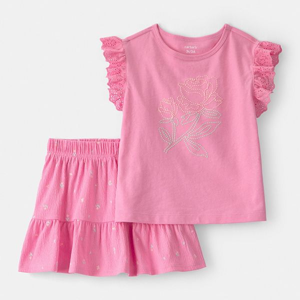 

Детский комплект для девочки: топ и юбка-шорты с цветочным принтом Carter'S