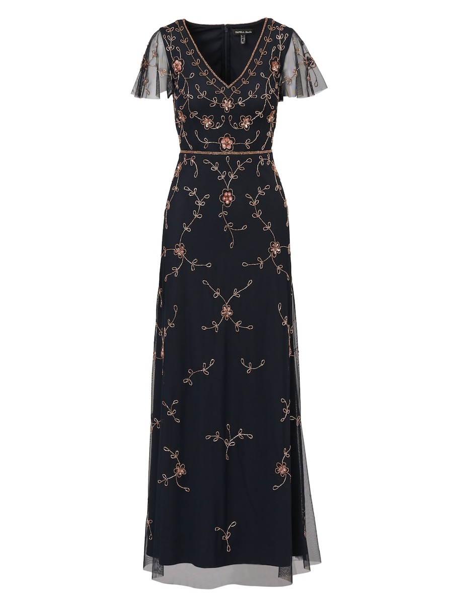 

Вечернее платье Adrianna Papell Short Sleeve Floral Beaded Mermaid Gown, темно-синий