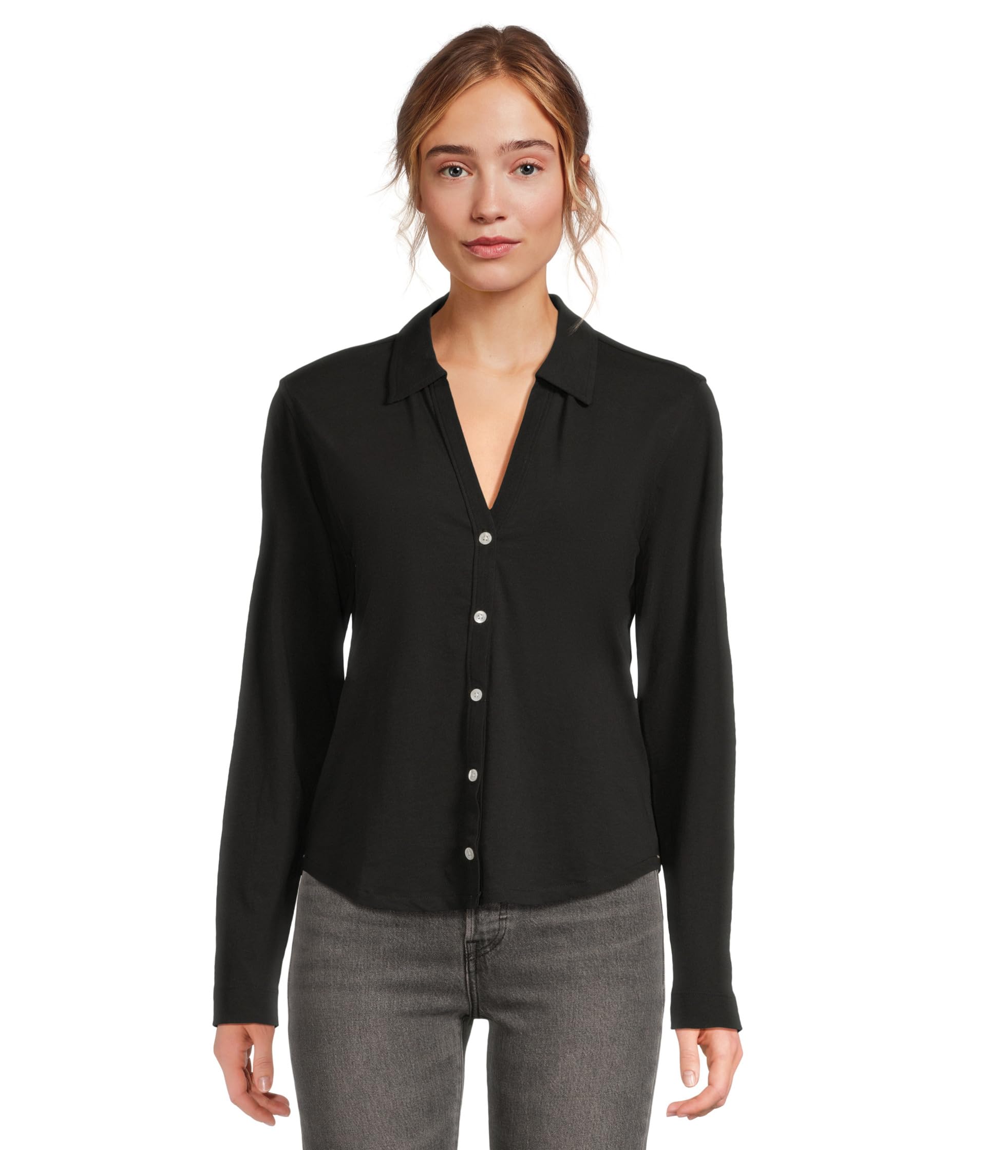 

Топ Lilla P Split Collar Button-Down, черный