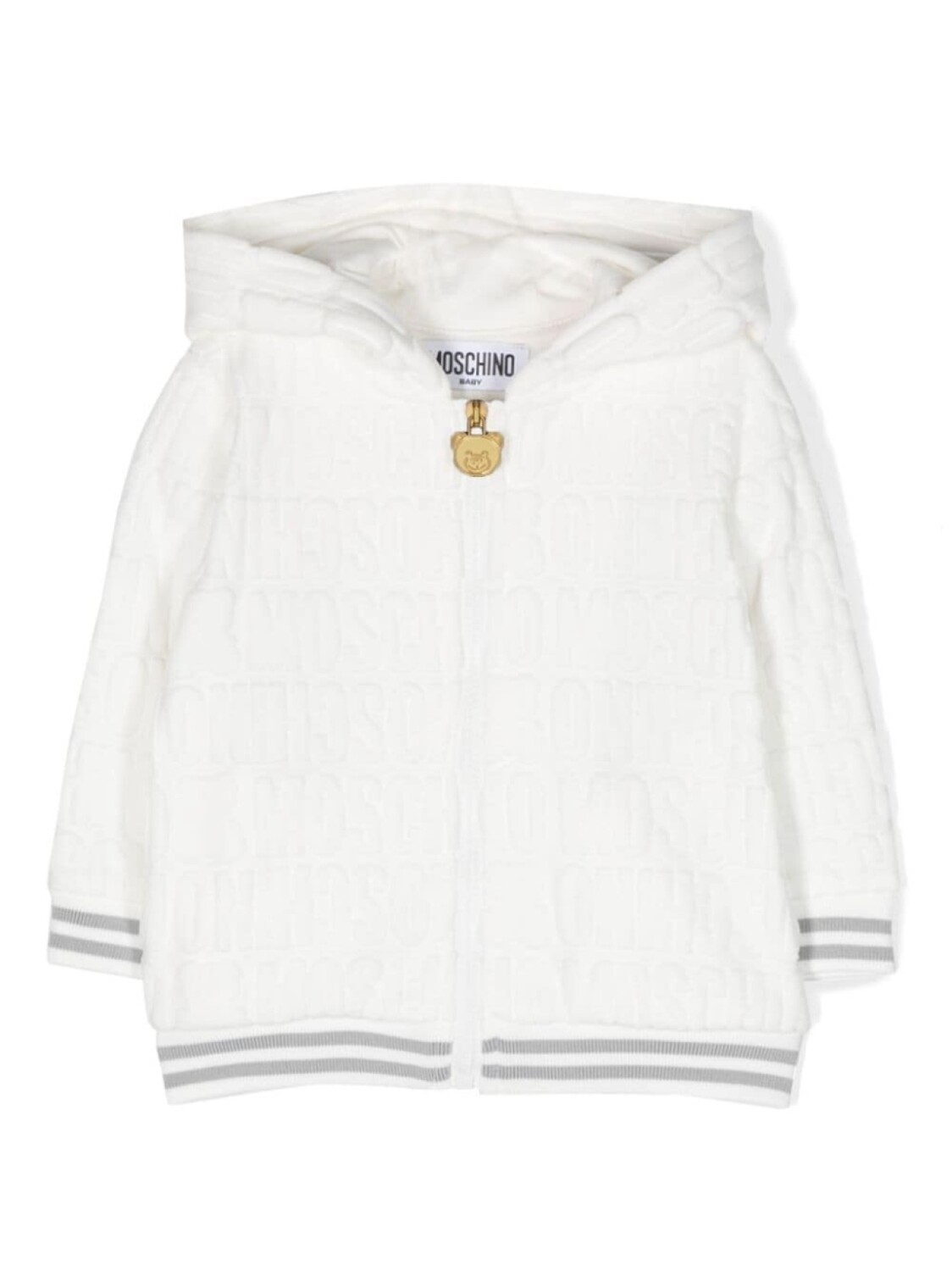 

Moschino Kids худи на молнии с тисненым логотипом, белый