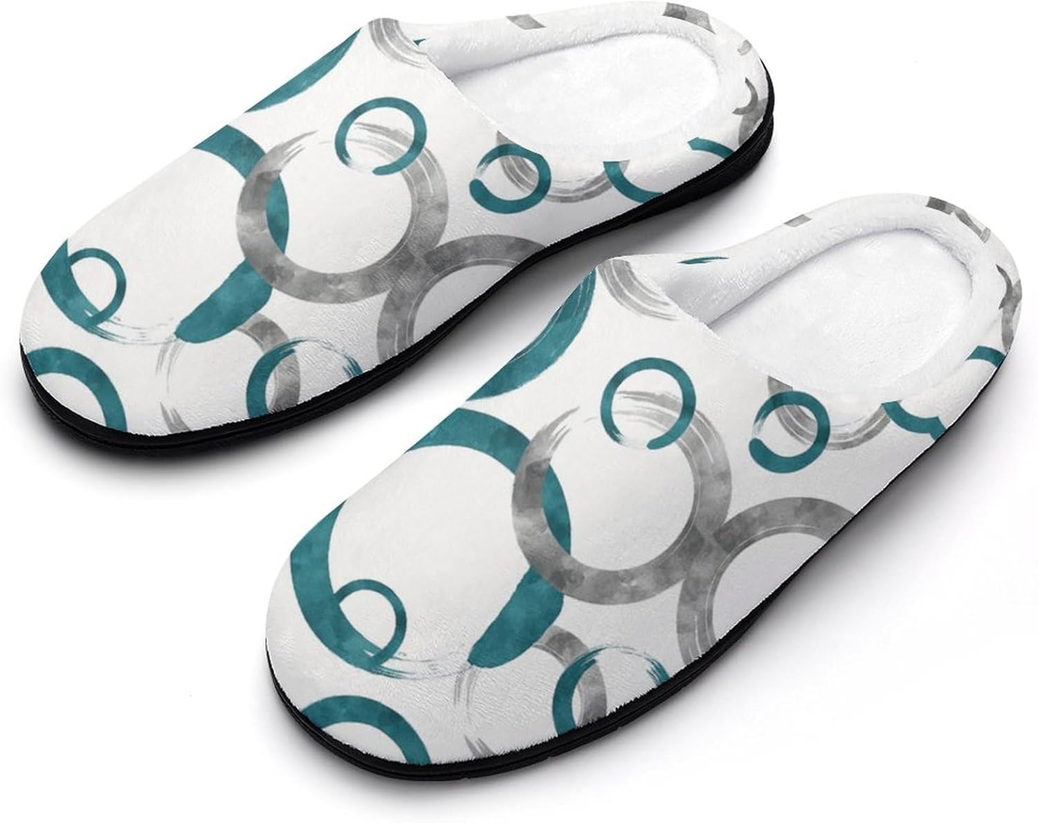 

Мужские домашние хлопковые тапочки KKdskkds с изображением совы на цветущей ветке на закате, теплые, уютные, дышащие, с противоскользящей подошвой, Green Grey Ink Bubbles