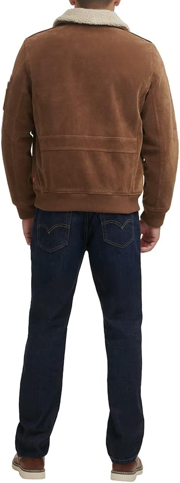 Мужская куртка-бомбер Levi's из искусственной замши, Cognac Faux Suede / Sherpa Collar — фото 3