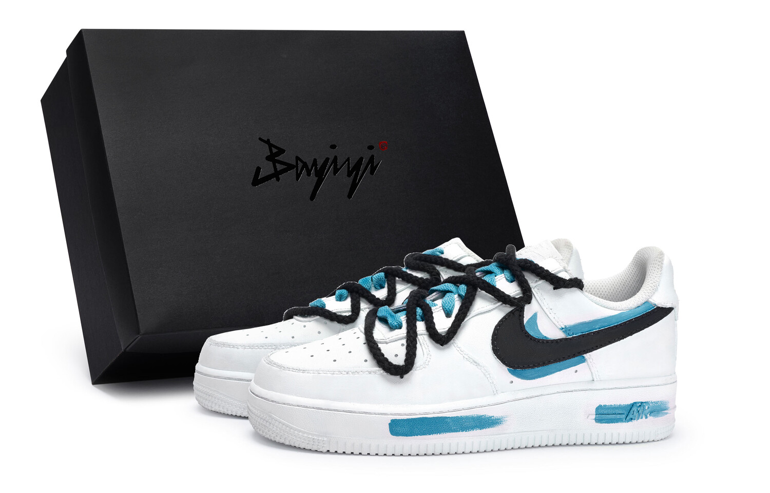 

Кроссовки Air Force 1 для скейтбординга, унисекс, низкие, черный/голубой Nike