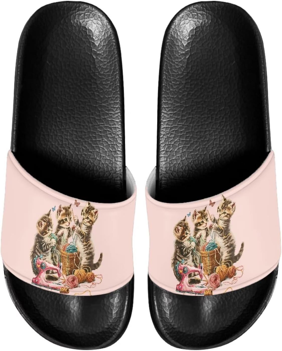 

Сланцы для женщин на плоской подошве с открытым носком, удобные пляжные сандалии, тапочки Judentidos, Cute Cat