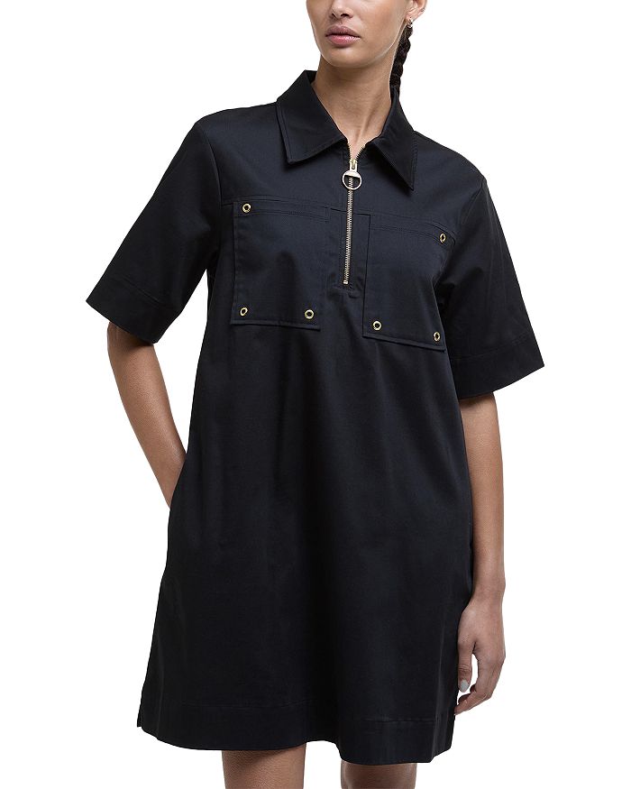 

Мини-платье Ettie с застежкой-молнией спереди Barbour, черный