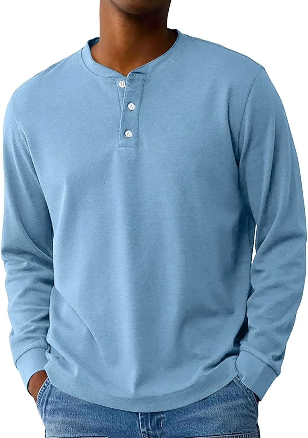 

Футболка-поло Henley для мужчин, классическая, облегающая, с длинным рукавом tobchonp