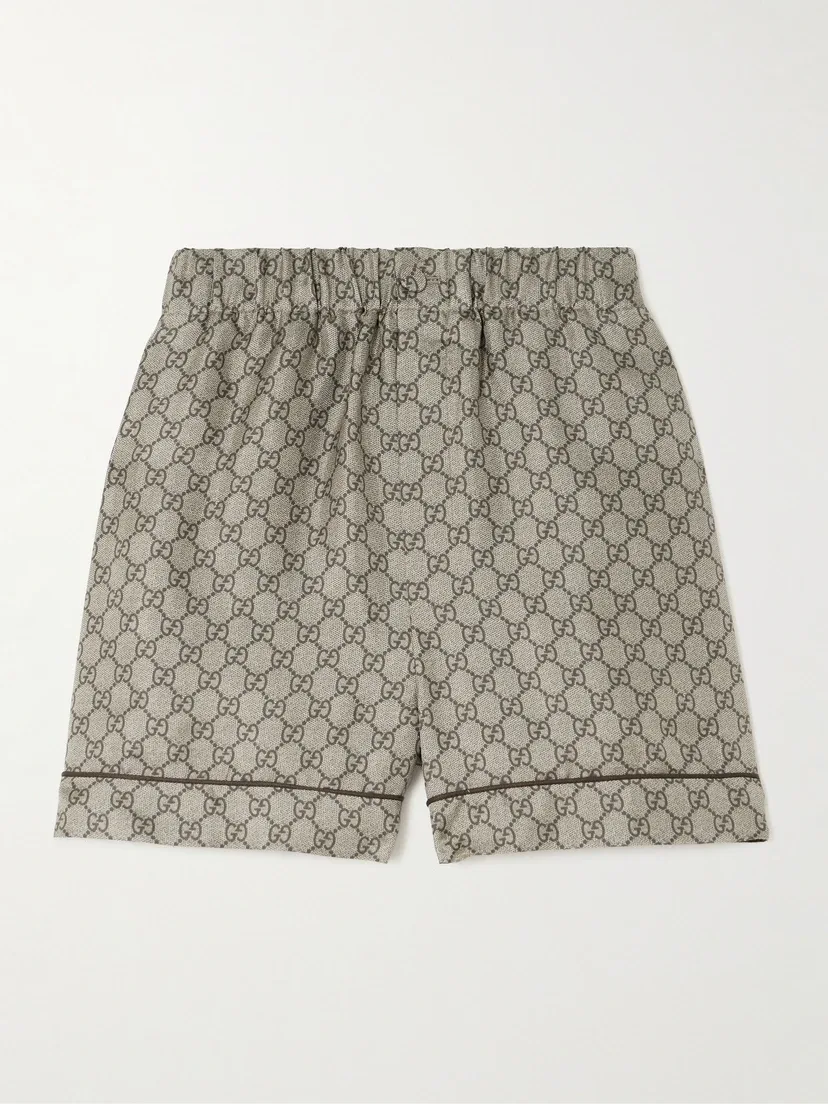 Шорты Gucci GG Supreme, шелковый твил, хаки