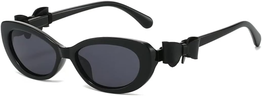 

Прекрасные женские модные солнцезащитные очки, маленькие «кошачий глаз», с бантом, для вечеринок, путешествий, пляжа, популярные солнцезащитные очки UATXTAU, Black Gray