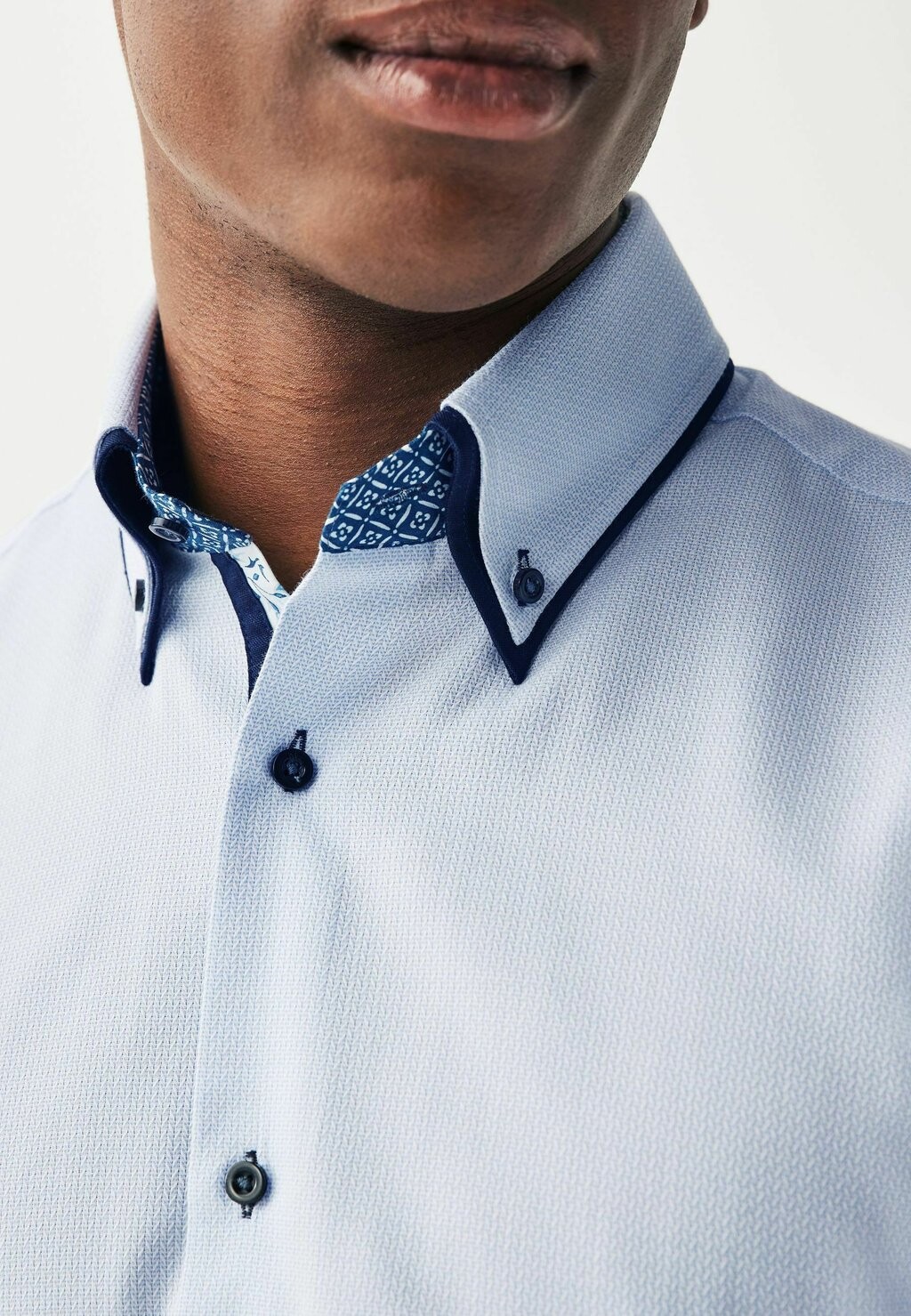 

Рубашка Trimmed Double Collar Cuff Next, синяя