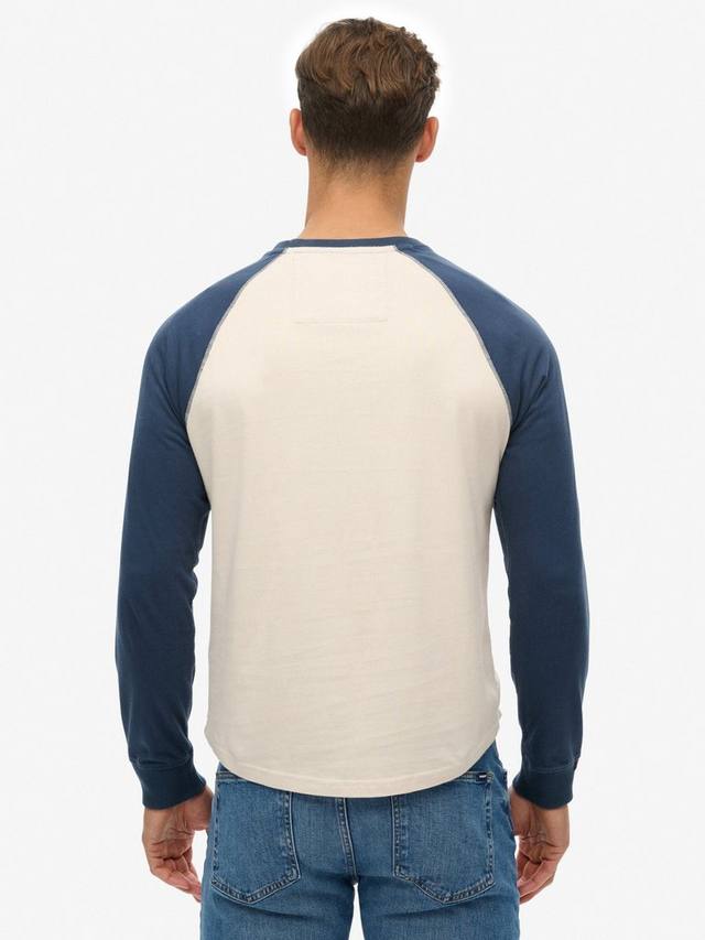 Винтажный бейсбольный свитшот Superdry, White Sand/Navy — фото 2