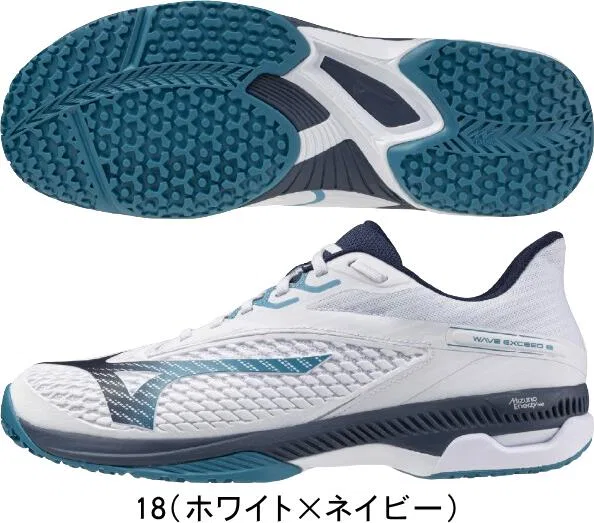 Мужские кроссовки для тенниса «Wave Exceed 6 Wide OC» от Mizuno, 18 (White X Navy) — фото 3