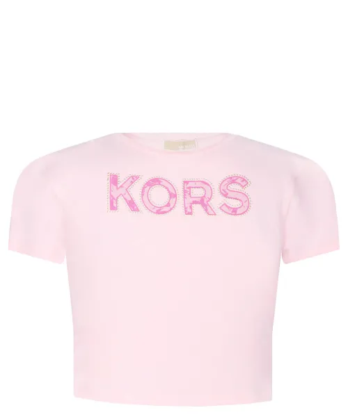 

Футболка Cropped fit Michael Kors Kids, розовый