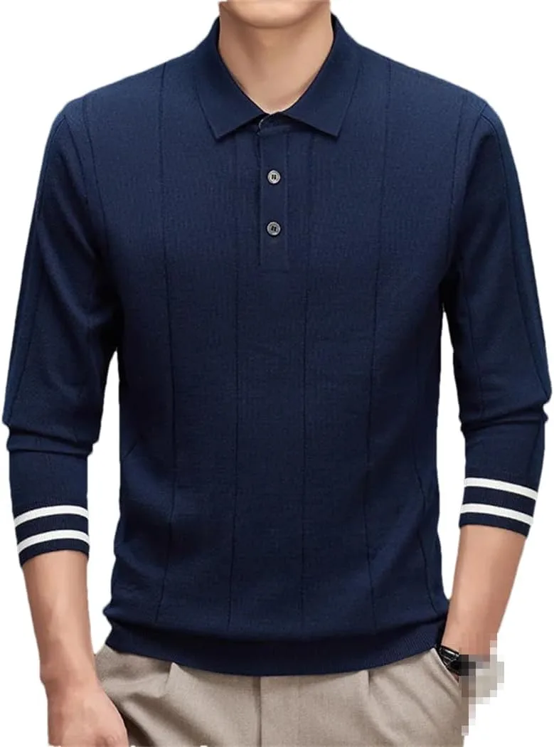 Мужской вязаный свитер с длинным рукавом, осенний, slim fit, однотонный