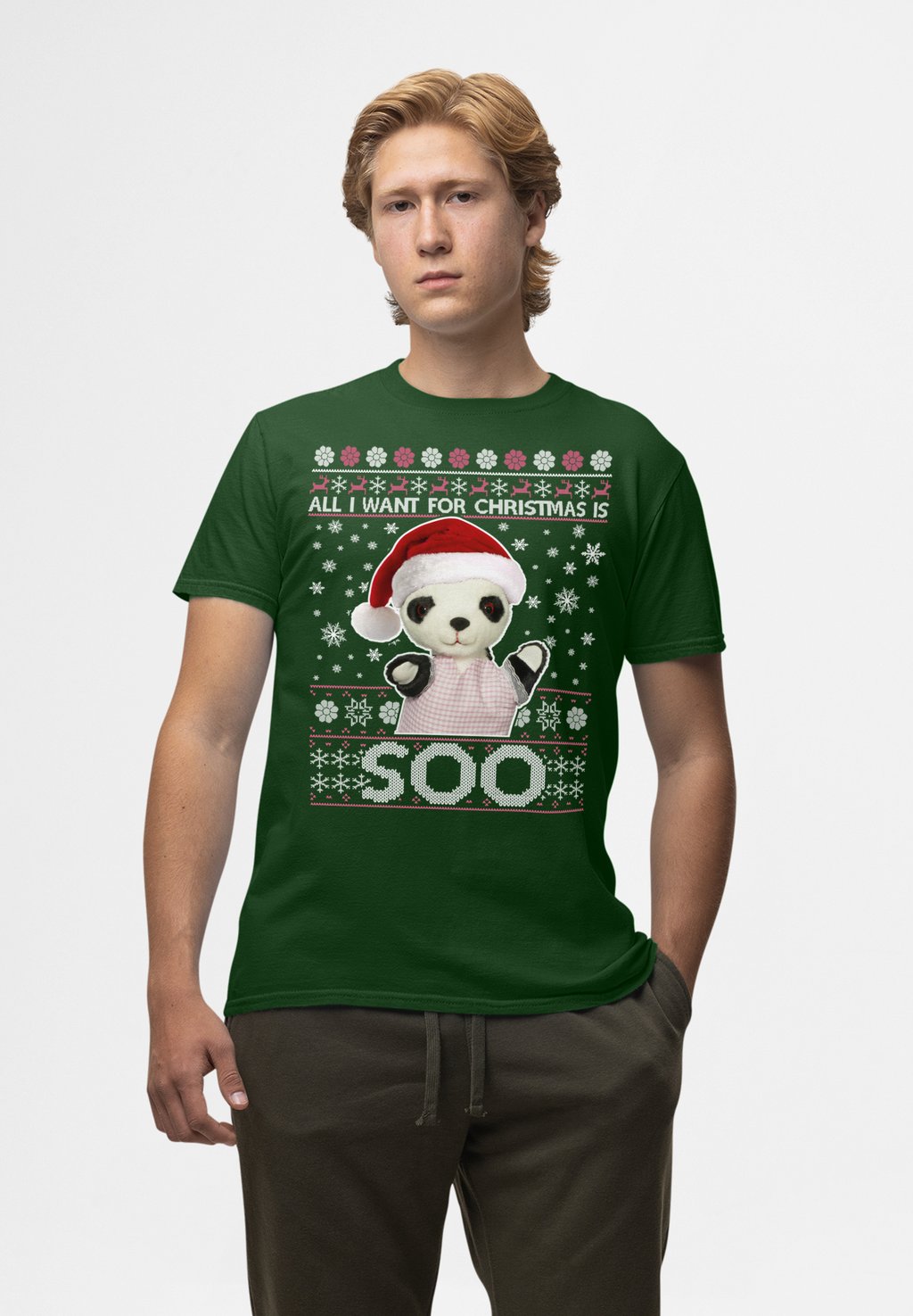 

Футболка с принтом SOOTY CHRISTMAS FESTIVE HAT ALL I WANT FOR CHRISTMAS IS SOO Henry Tiger, темно-зеленый
