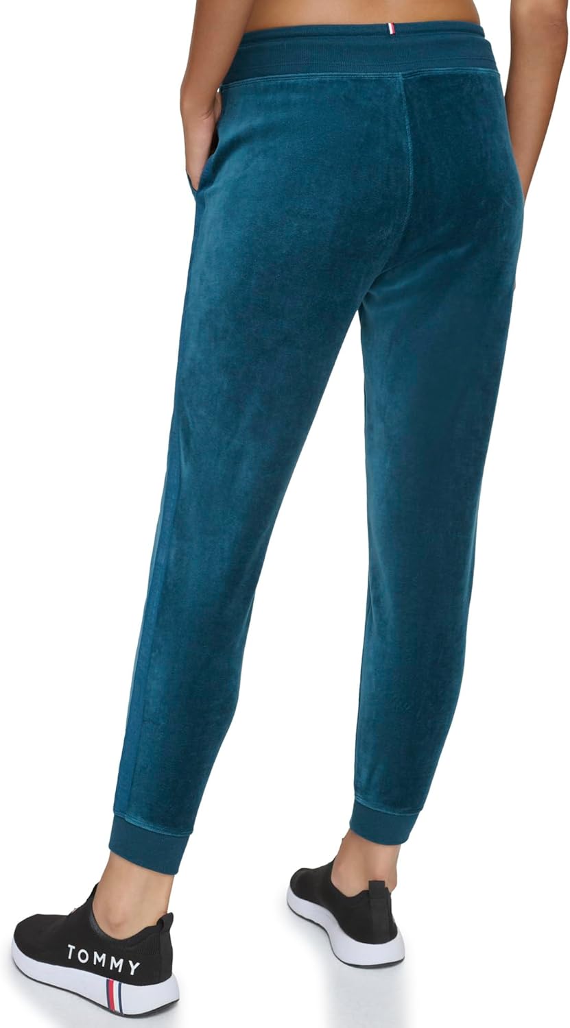 Женские облегающие велюровые брюки-джоггеры Tommy Hilfiger, Oceanic Green — фото 4