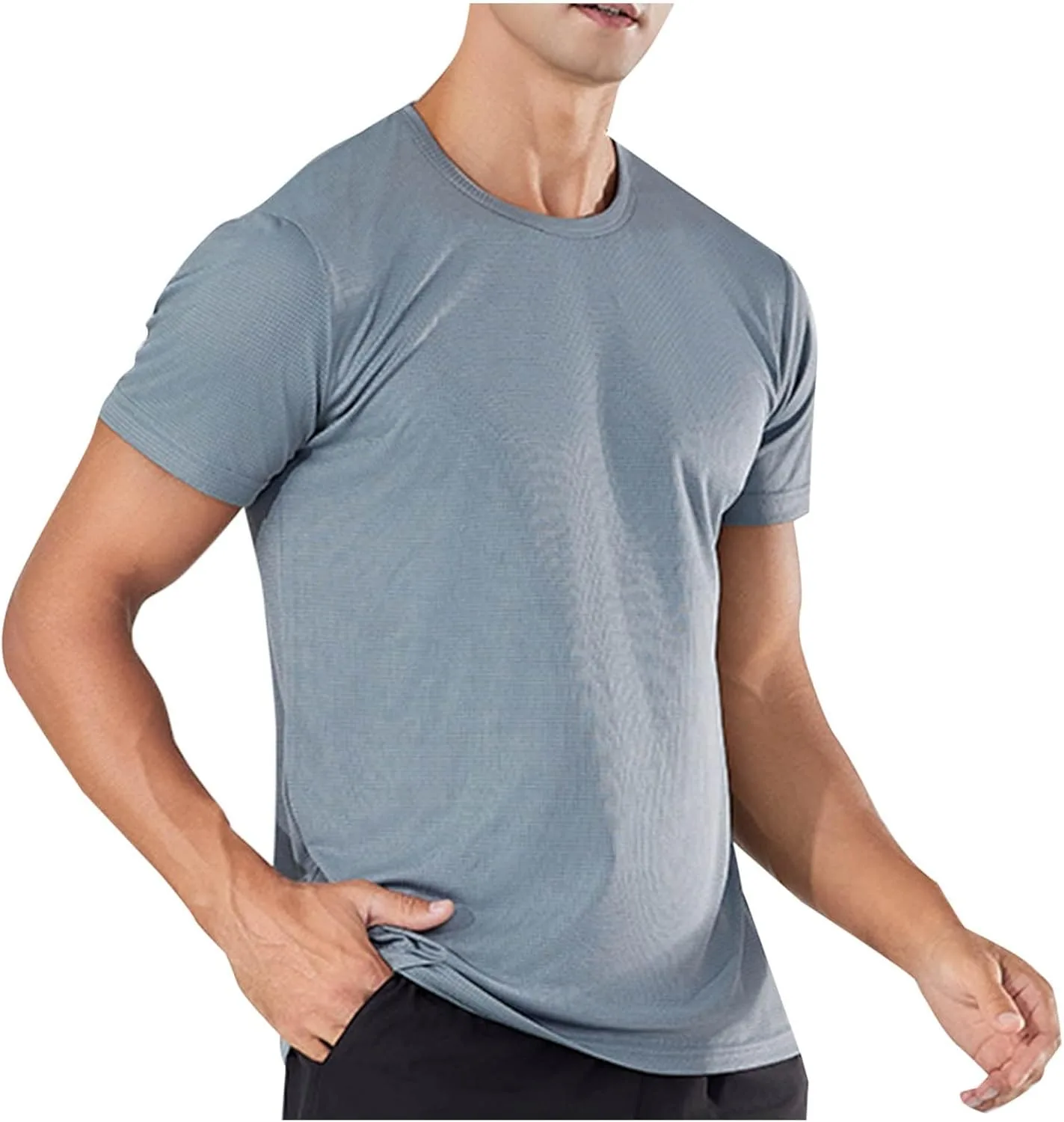 

Мужская футболка для тренировок с коротким рукавом Crewneck, Quick Dry, Breathable FZYLQY