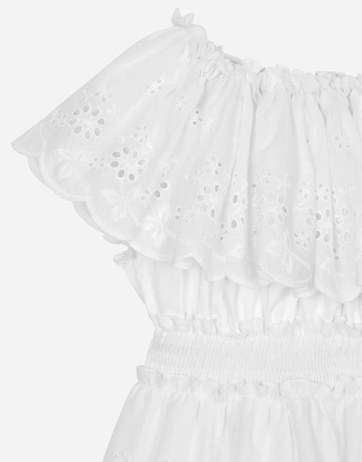 Платье из поплина и кружева бродери-англяз Dolce&Gabbana, белый — фото 4