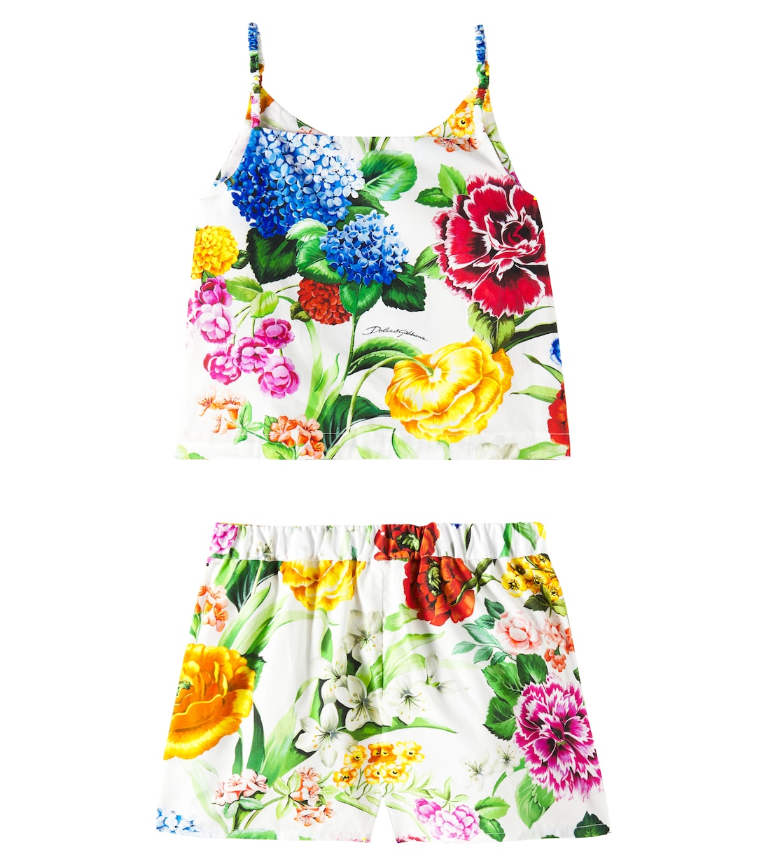 Комплект из хлопковой рубашки и шорт с цветочным принтом Dolce&Gabbana Kids, Mix Fiori F.Bco — фото 4