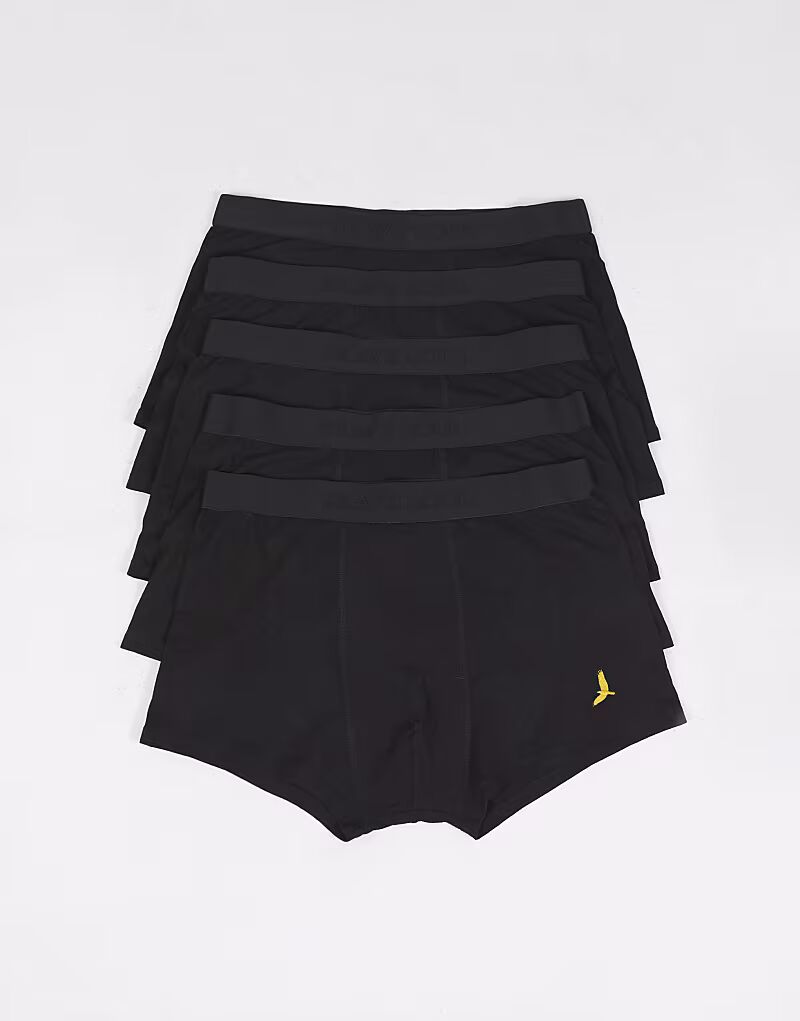 

Набор из 5 трусов-боксеров с вышитыми деталями черного цвета Brave Soul