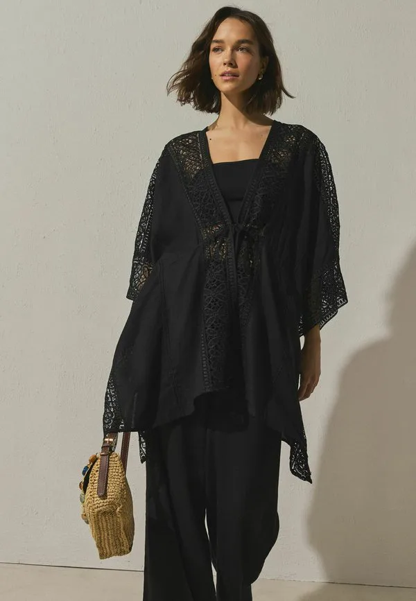 

Кафтан прямого кроя с завязками спереди - пляжный аксессуар. Next, Black, Черный, Кафтан прямого кроя с завязками спереди - пляжный аксессуар. Next, Black