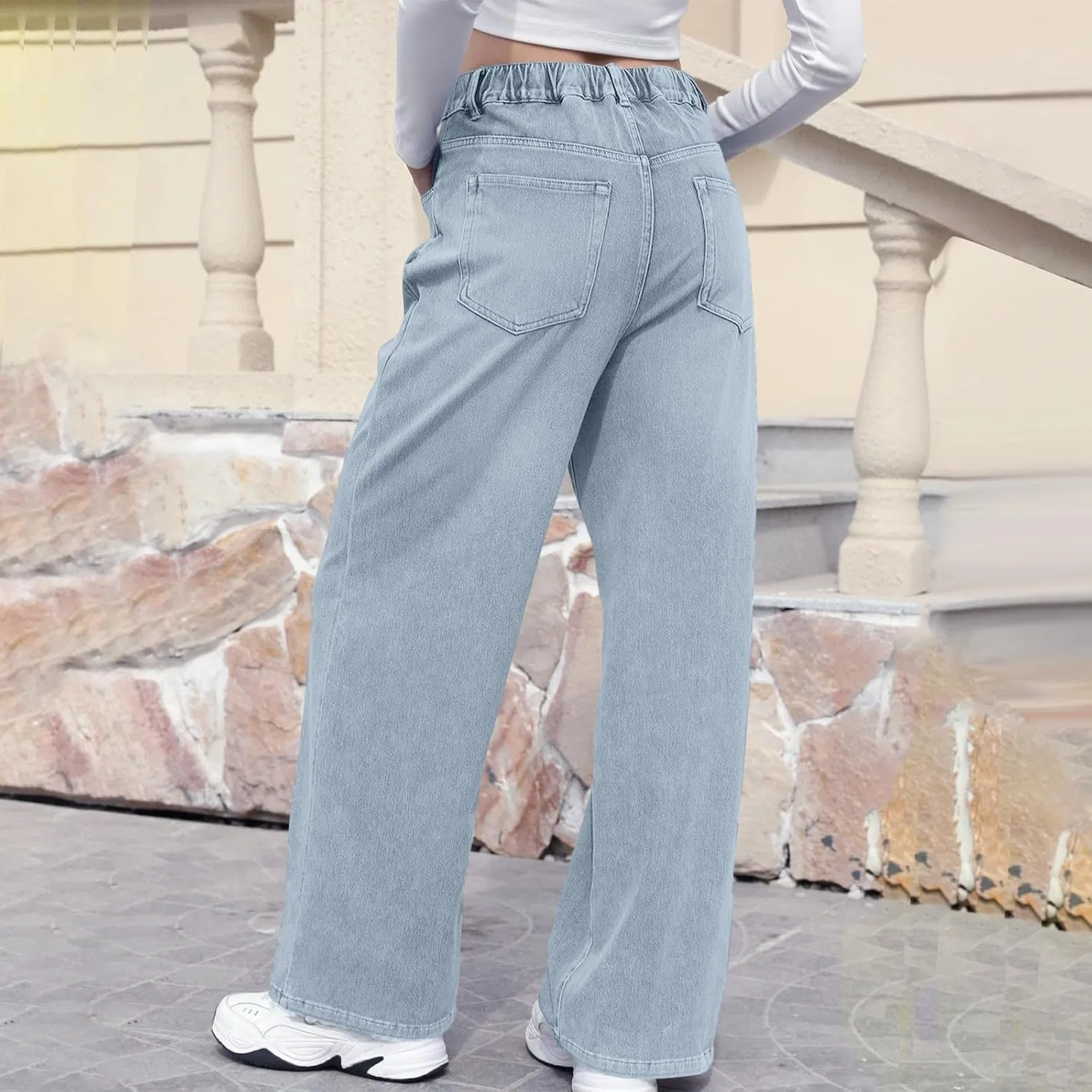 Джинсы свободные, джинсы, light blue — фото 4