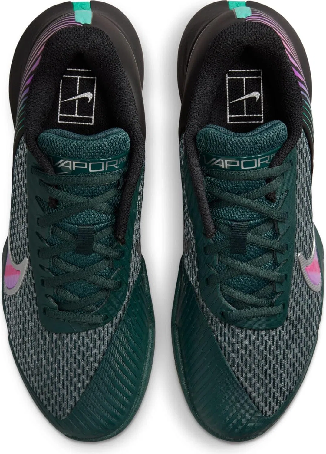 Кроссовки для тенниса Nike Men's M Zoom Vapor Pro 2 HC PRM, Black Multi Colour Deep Jungle Clear Jade — фото 3