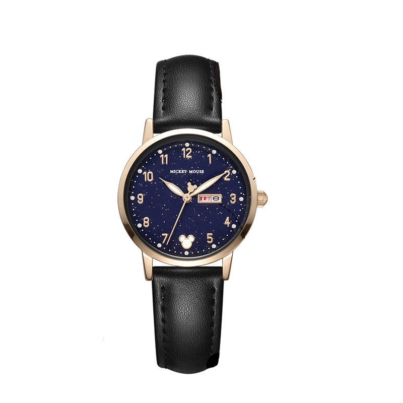 

Disney Часы Quartz Movement PU Strap Watch Women's Watch White Dial, Starry Sky Dial Black Strap