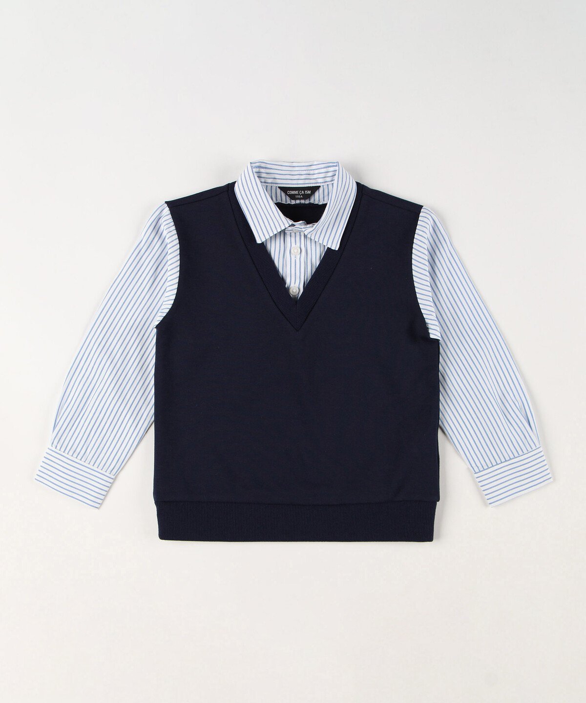 Имитация многослойной рубашки (140-160 см) Comme Ca Ism, Navy x Stripe