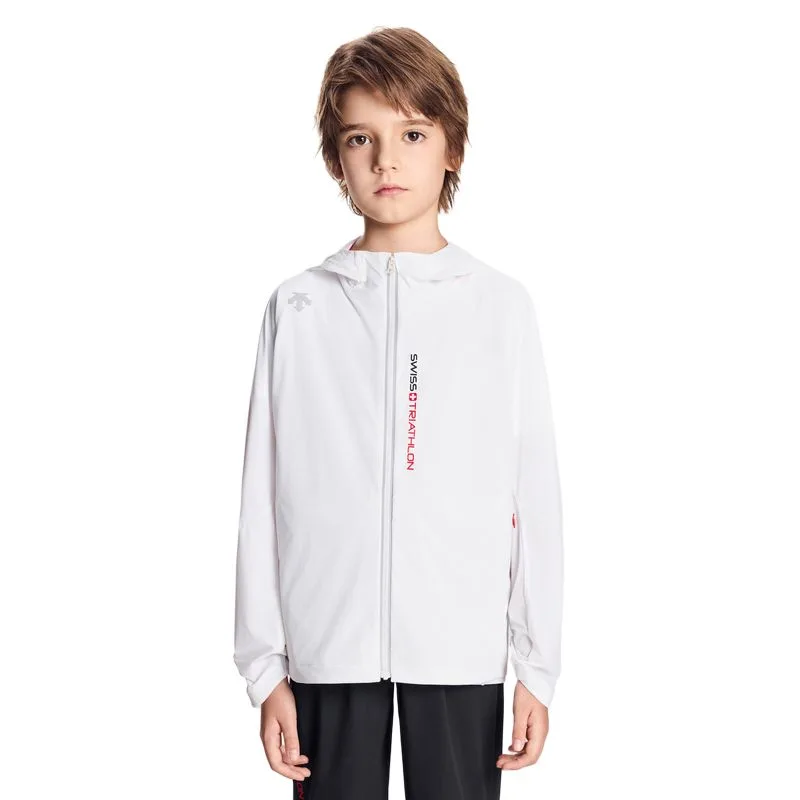 Детская куртка с капюшоном, тонкая DESCENTE, WT-Bright White Tpg