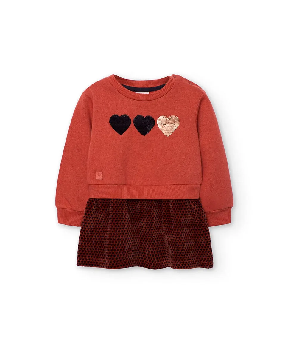 

Детское платье с фантазийным принтом и круглым вырезом Boboli, оранжевый