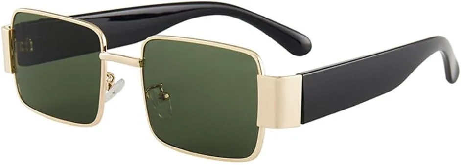 

Женские панк-солнцезащитные очки LVTFCO, сексуальные маленькие солнцезащитные очки в стиле стимпанк для женщин, металлическая оправа, очки для вождения, Gold Green