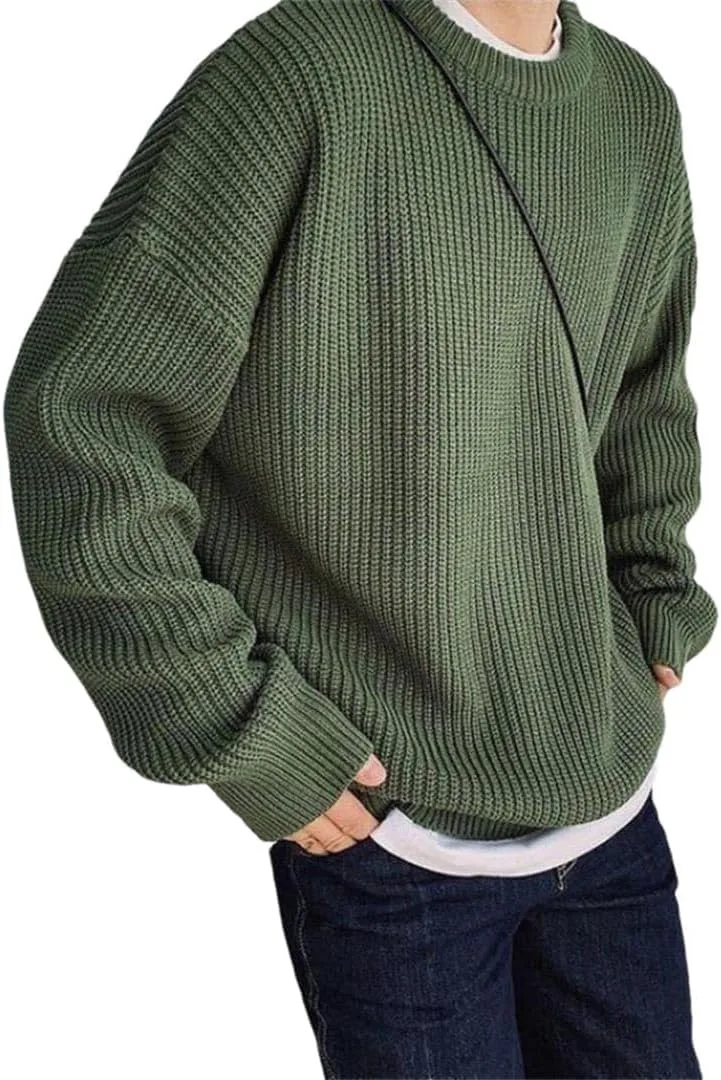 

Мужской вязаный свитер с круглым вырезом и длинными рукавами Vsadsau