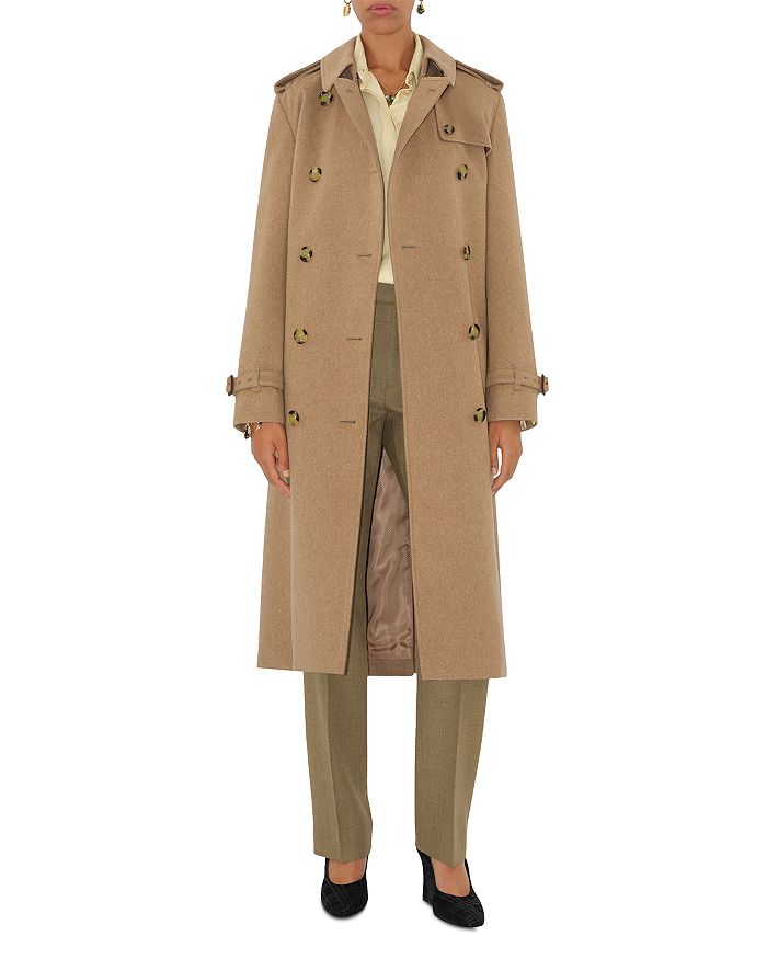 

Длинный кашемировый тренчкот Kensington Burberry, коричневый/бежевый