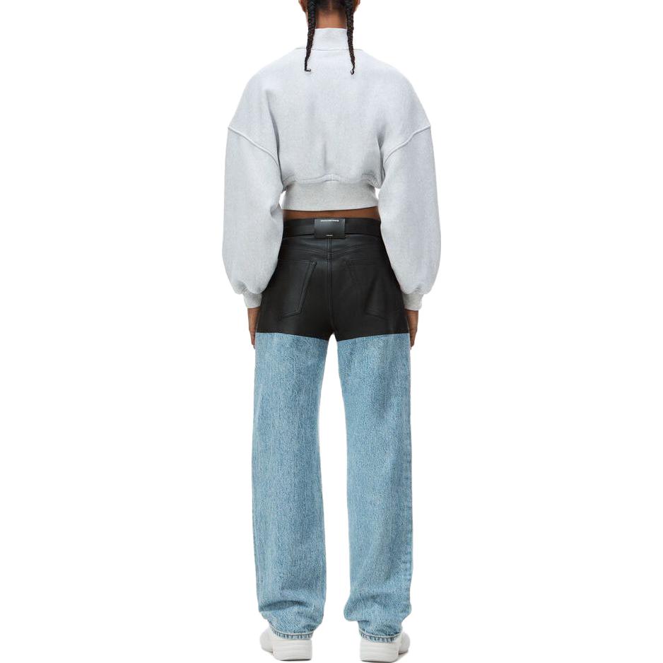 Футболка с высоким воротником укороченная Alexander Wang, серая — фото 4