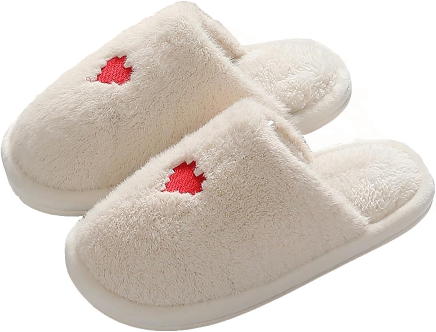 

Тапочки в форме сердечек ко Дню святого Валентина для женщин, мужчин и пар, оригинальные, в стиле преппи, пушистые, мягкие, теплые, нескользящие, для взрослых, для дома и улицы Elirar, белый